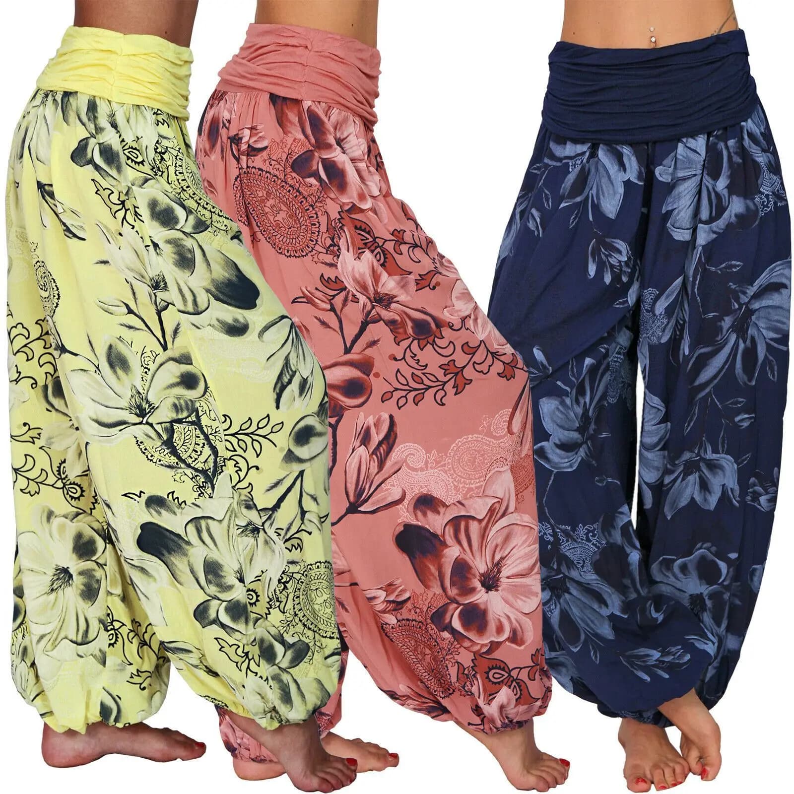 Women's Harem Pants Printed Loose Casual Wide Leg Baggy Fashionable Aesthetic Retro Cargo Jogger Parachute Pants Female Clothing