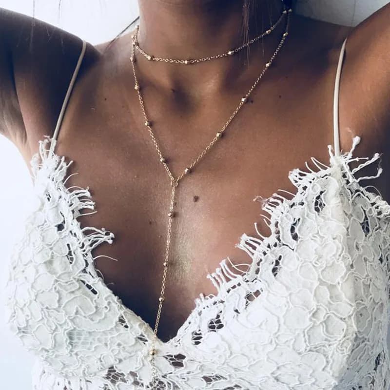 2021 New Fashion Necklace Bohemian Long Chain Women Double Layer Choker Jewelry Gift For Friend Wholesale Dropshipping Necklace