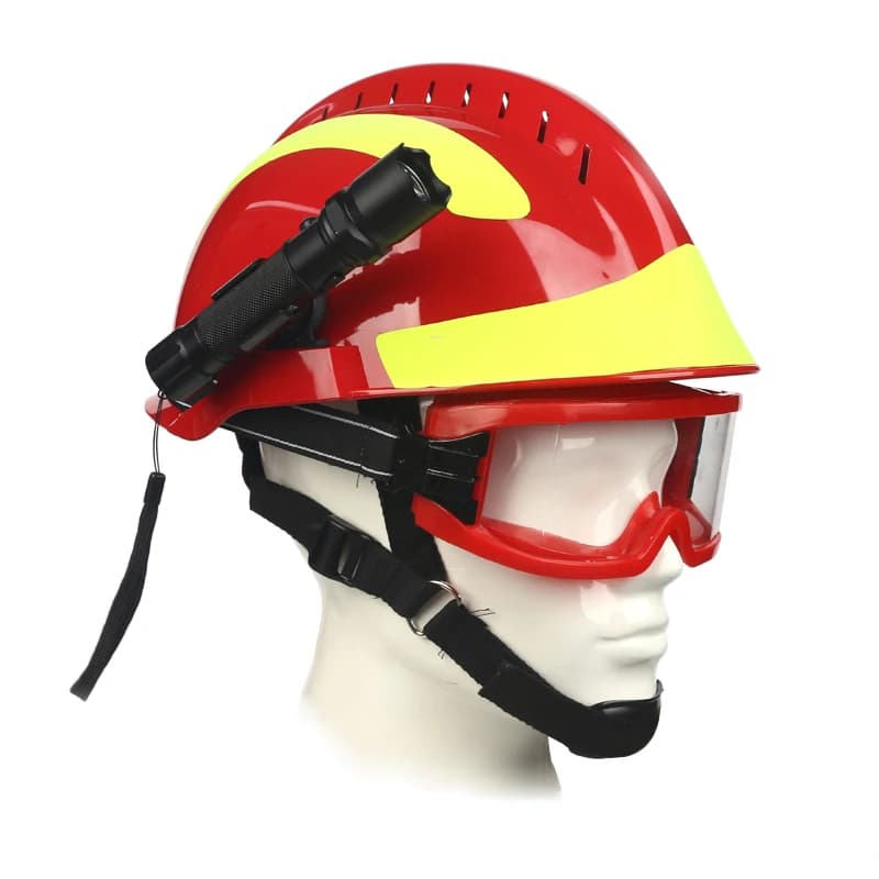 Safety Rescue Helmet Fire Fighter Protective Glasses Safety Helmets Workplace Fire Protection Hard Hat With Headlamp & Goggles