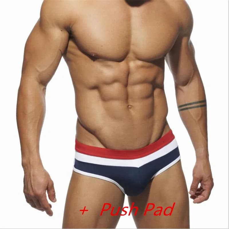 Swimwear Men Brief With Push Pad Sexy Swimsuit Waterproof Swimming Trunks For Bathing Swim Shorts Sunga Hot Sport Homme Swim