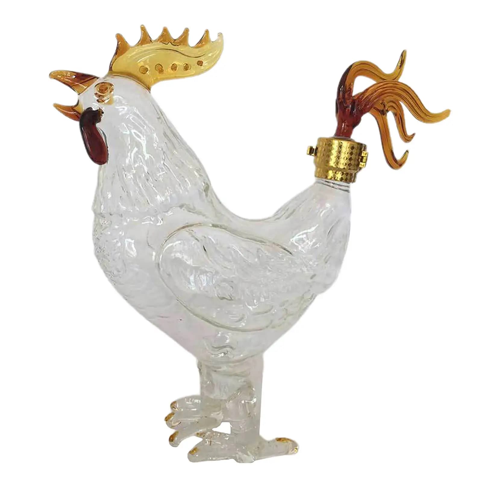 750ml Liquor Decanters Whiskey Carafes Rooster Shape with Stopper Glass Novelty Wine Bottle for Entertaining Drinkware Home Men