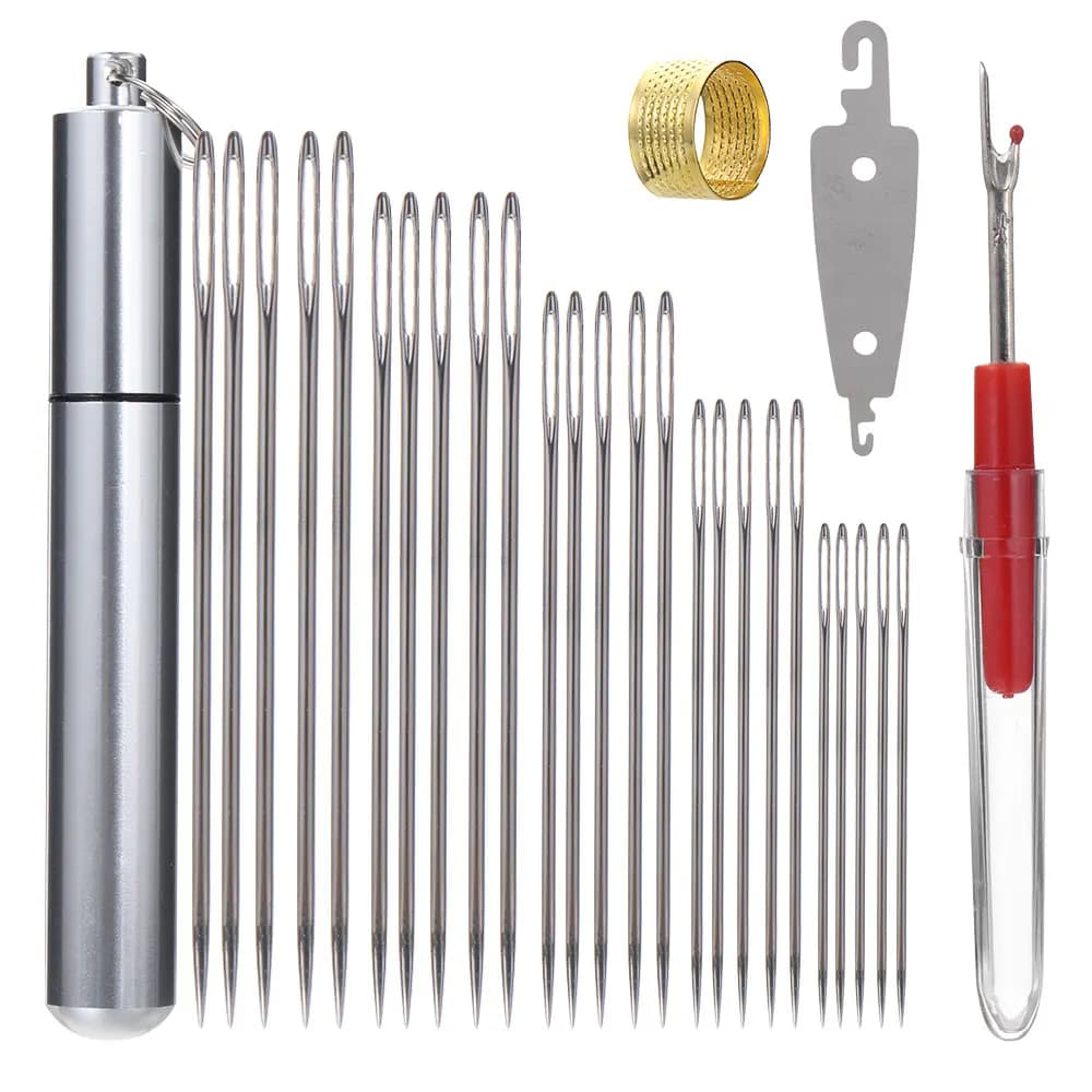 29PCS/Set Large Eye Needles Hand Stainless Steel Sewing Needle Cross Stitch Embroidery Sew Pins Kit Assorted DIY Crafts Tools