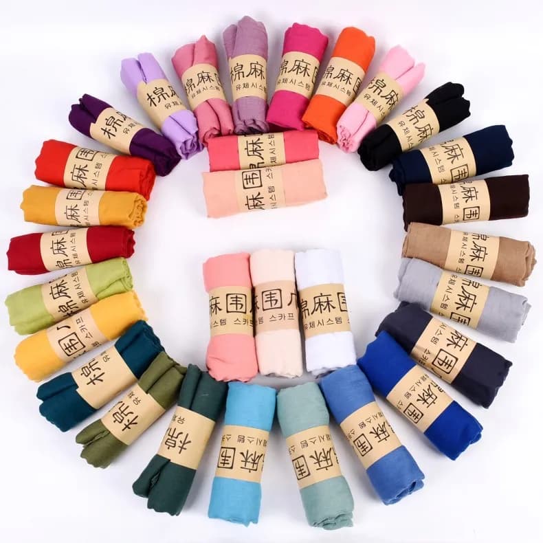 New Women 90x180CM Cotton Linen Scarf Shawl Hijab Long Headscarf Scarves Solid Color Soft Female Foulard Beach Stoles Scarf