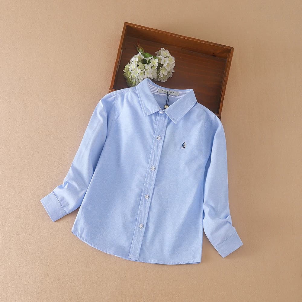 Boys Clothes School Uniform Shirts Spring Autumn Long Sleeve Turn-down Collar Kids Shirt For Boys Children Tops