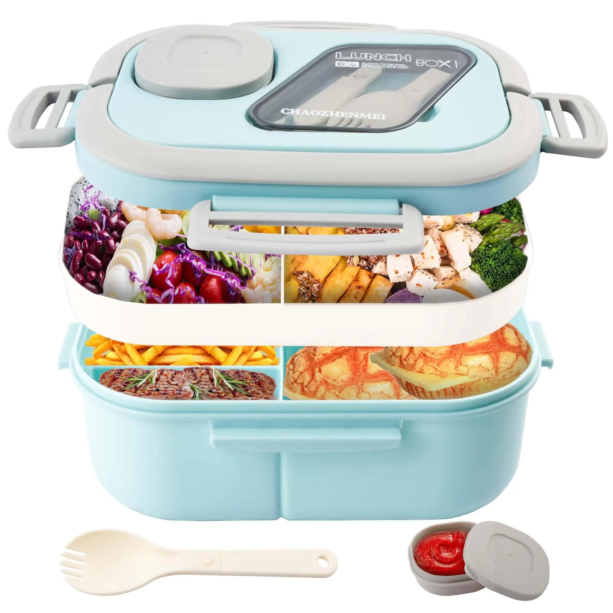1Pcs Convenient Insulated Lunch Box European Oval Sealed Fresh-keeping Lunch Box Double-layer Household Adult Bento Box
