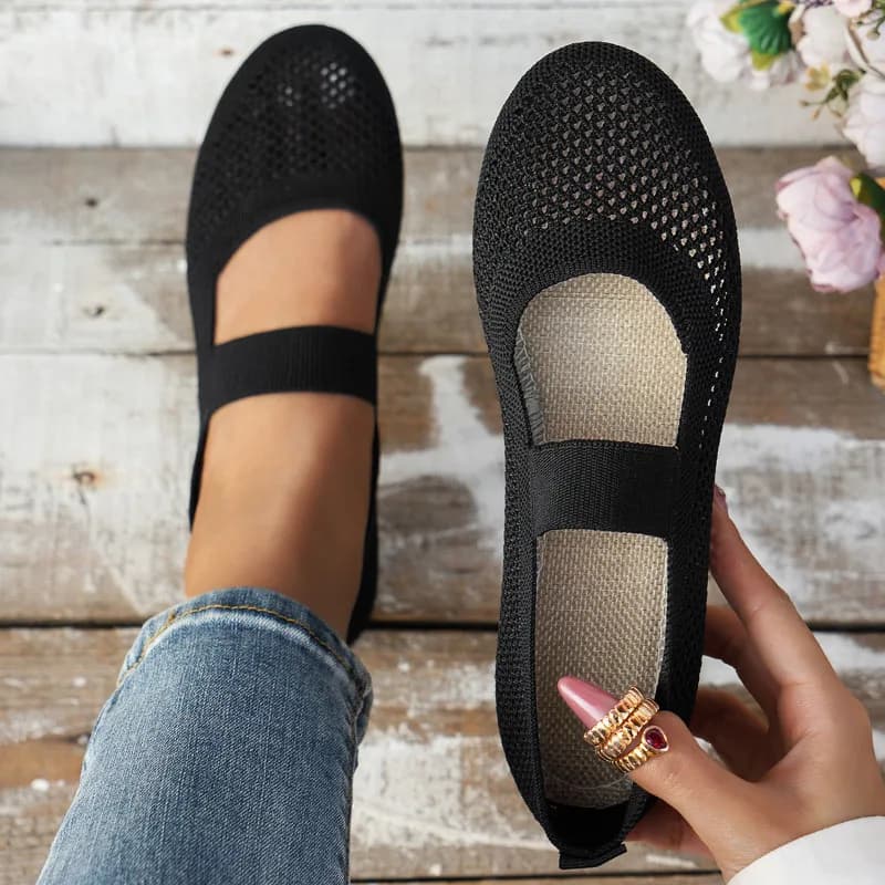 Women Flats Shoes Slip on Foldable Loafers for Women Square Toe Single Shoes Hollow Out Fashion Mom Casual Shoes for Ladies