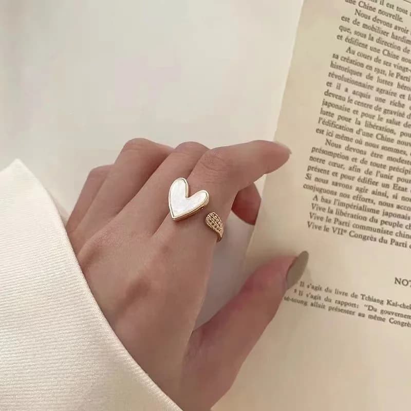 Trendy Heart Ring For Women Minimalist Aesthetic Enamel Open Ring Female Party Charming Ring Jewelry