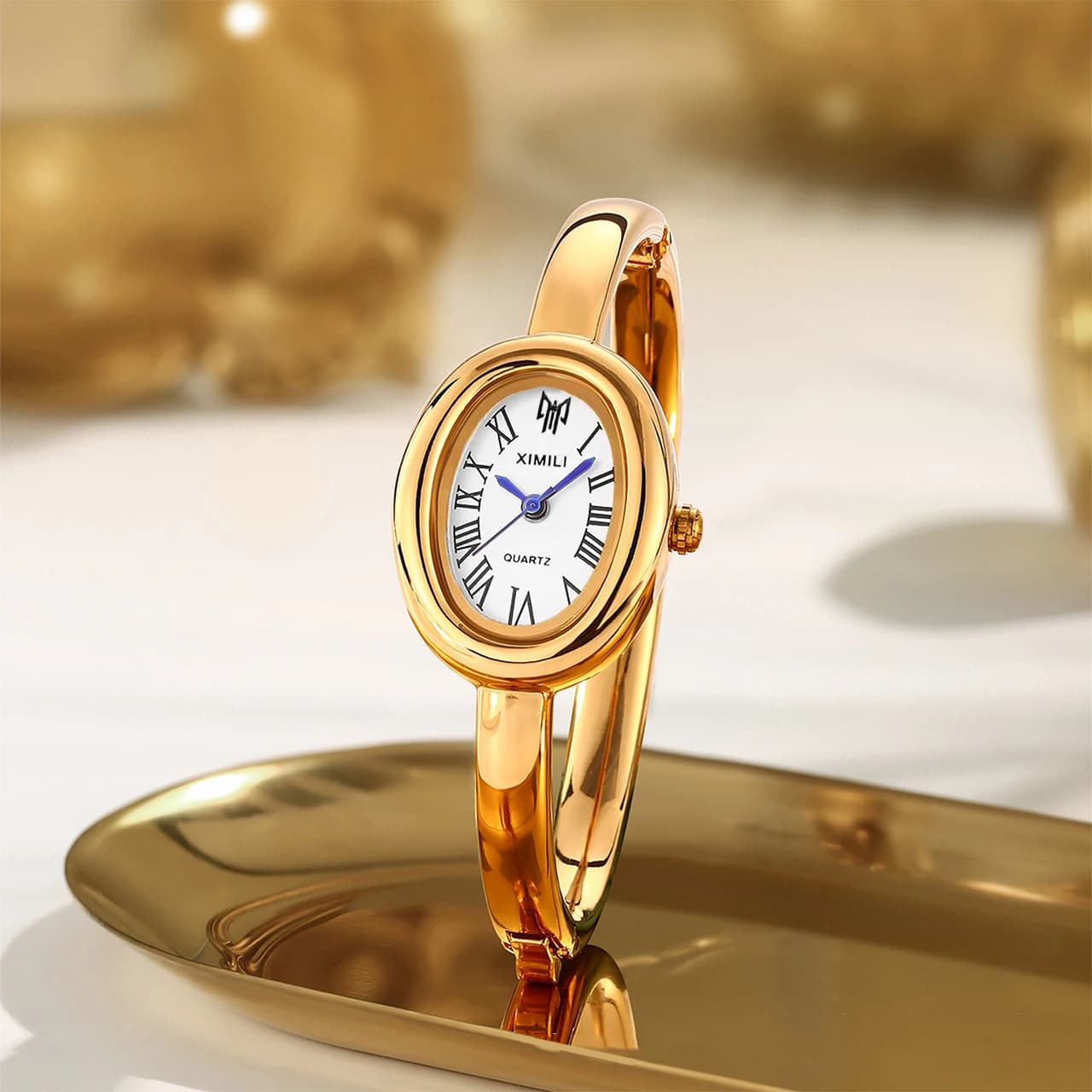 New Elegant Bracelet Women Watch Top Brand Steel Strap Dress Quartz Watches Small Oval Dial Roman Scale Female Clock