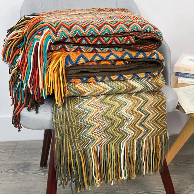 Blanket Bohemia Blanket Throw Blanket For Bed Knitted Blankets With Tassel Plaid Throws For Couch For Happy Nappers