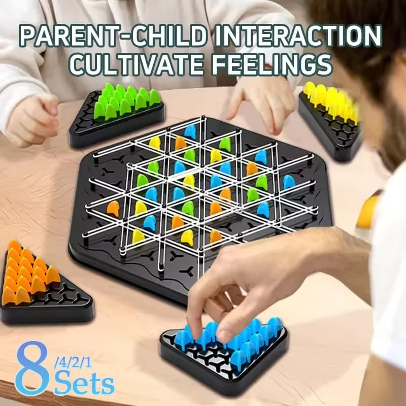 1-8Sets Geometry Chain Chess Puzzle Triangle Chess Desktop Game Rubber Band Training Family Interaction Exercise Thinking Toys