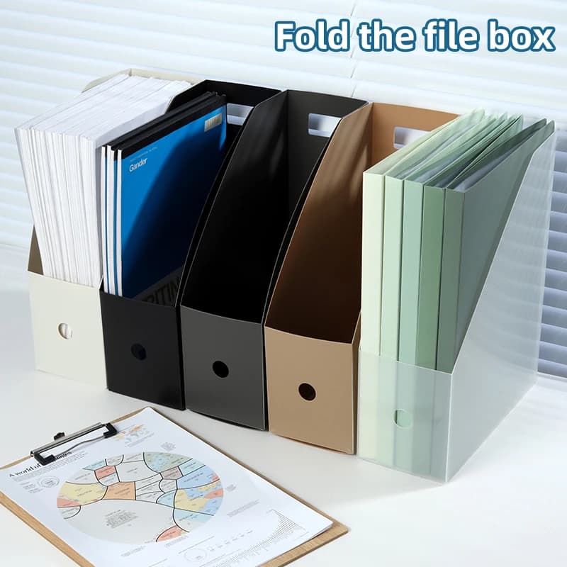 Simple Foldable Office Desktop File Storage Vertical A4 Folder With Inserts Box Large Capacity 9 Color Choices
