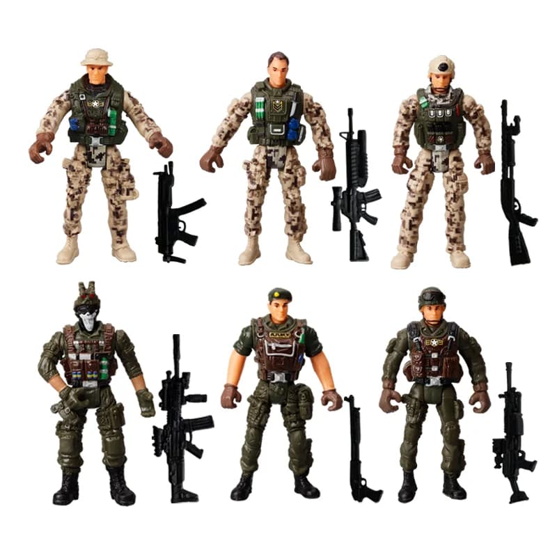 6Pcs Action Figure Army Soldiers Toy Military Figures Movable Military Solider Playset Heroic Model For Boy Gifts