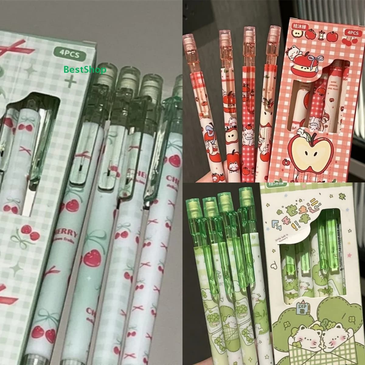〔R〕4Pcs 0.5mm Mechanical Pencils With Eraser Smooth Writing Erasable Automatic Pencil School Office Supplies Student Stationery