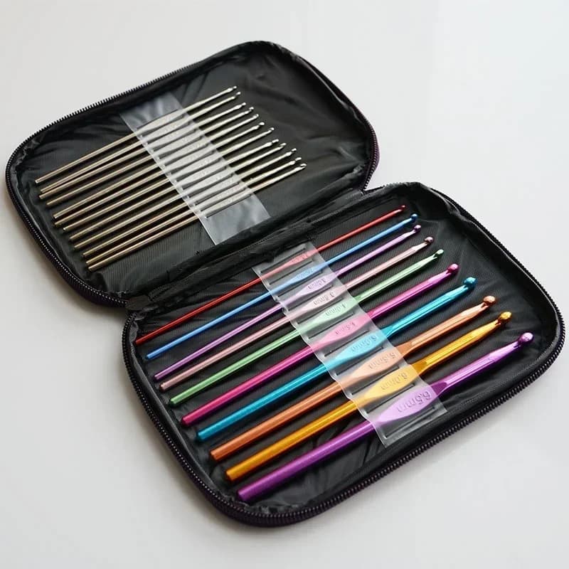 22 Pieces/set of DIY Craft Sewing Needles Ergonomic Aluminum Hook Multi-color 2-8mm Knitting Needles