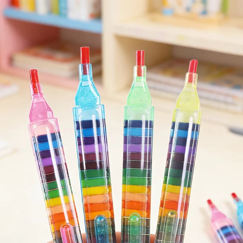 Set of 4 Crayons in 20 Colors, with Replaceable Tips, Multi-Color, Suitable for Mini Coloring, Party Favors, Gift Bag Fillers, Diy, and Art Graffiti