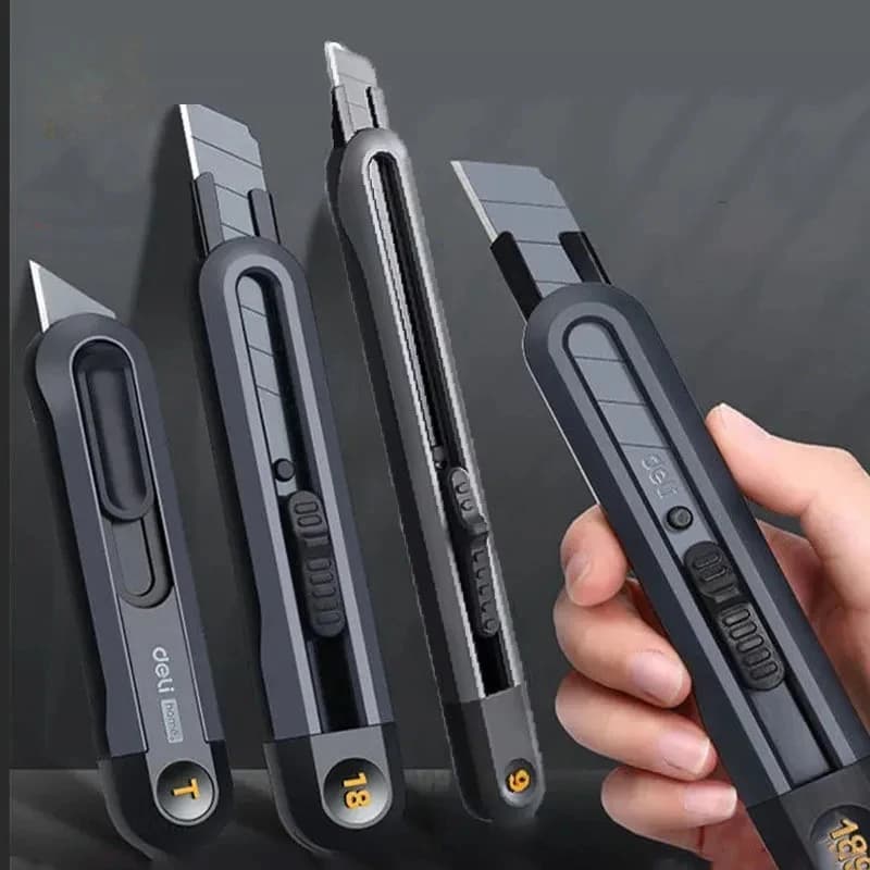 Retractable Snap-Off Utility Knife 18mm/9mm High Carbon Steel Blades Box Cutter Auto Lock for Office Supplies Stationery Tools