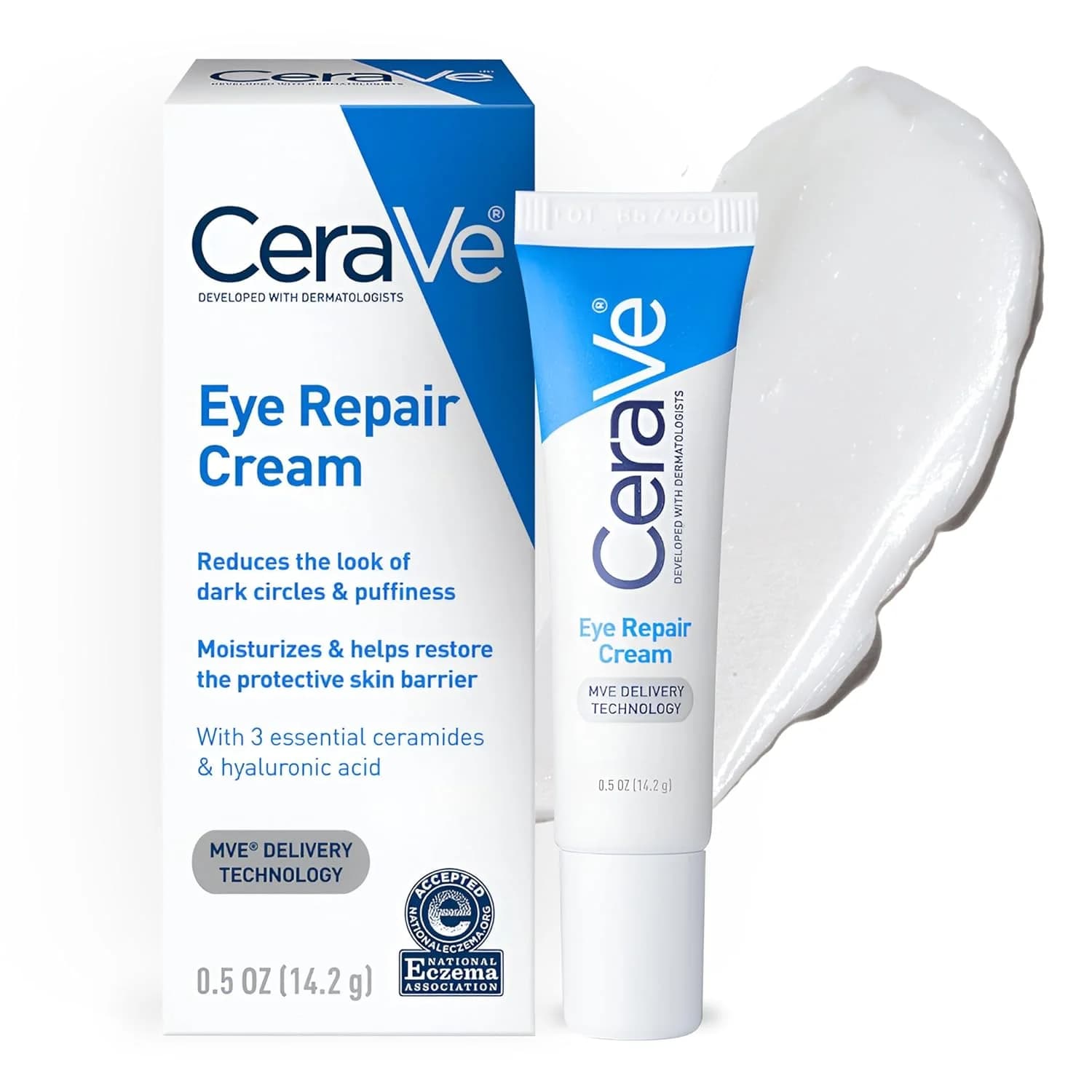 CeraVe Eye Repair Cream Under Eye Moisturizer With Hyaluronic Acid Niacinamide Marine Botanical Complex Daily Skin Care