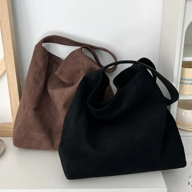 Women Shoulder Bag Fashion Tweed Fabric Large Capacity Underarm Bag Casual Handbag for Daily Office Use Solid Color Handbag