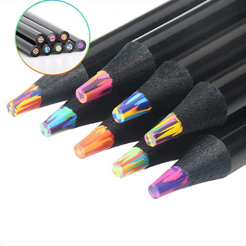 1PC Concentric Rainbow Pencil Painting Crayones Kawaii Colour Pencil Set For Kids Drawing Crayons School 12Colors Pencil【Random】