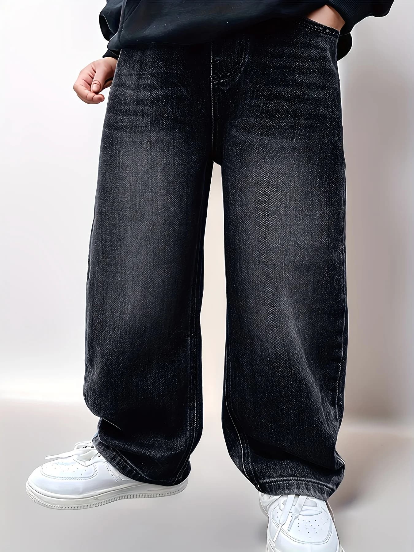 Boy's jeans, boy's all-season loose trendy jeans, street casual hip-hop pants, festival-style pants.Full elastic waistband