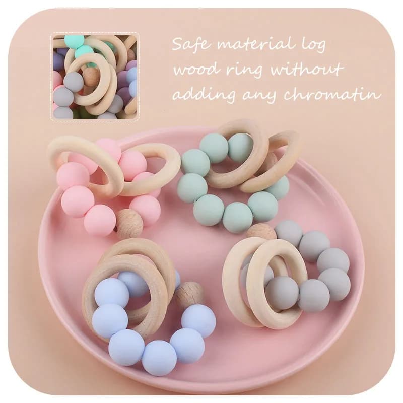 Teethers for Baby Teething Toy Silicone Bead Chew Newborn Bath Bébé Accessories Mordedores De Silicona Para Silicone toys