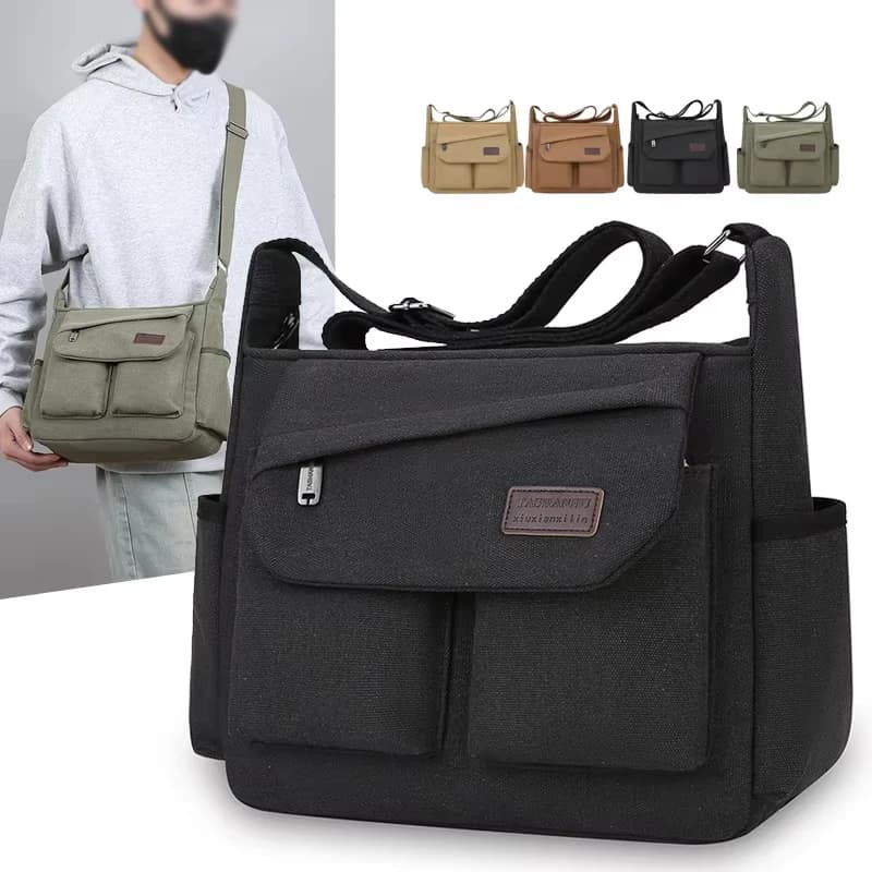 Men's Crossbody Bag, Multi Pocket Design - Large Capacity Shoulder Bag - Outdoor Essentials, Functional Storage, City Commuters