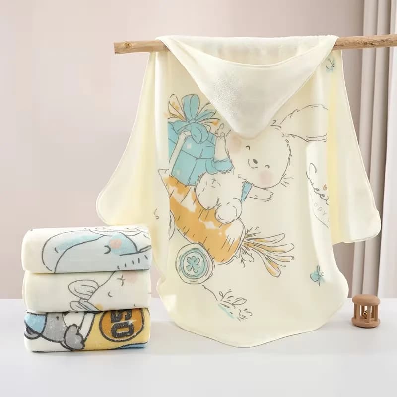 1Pc Baby Blanket, Cute Printed Pattern Baby Blanket, Superfine Fiber Soft and Absorbent, Suitable for Newborn Gifts