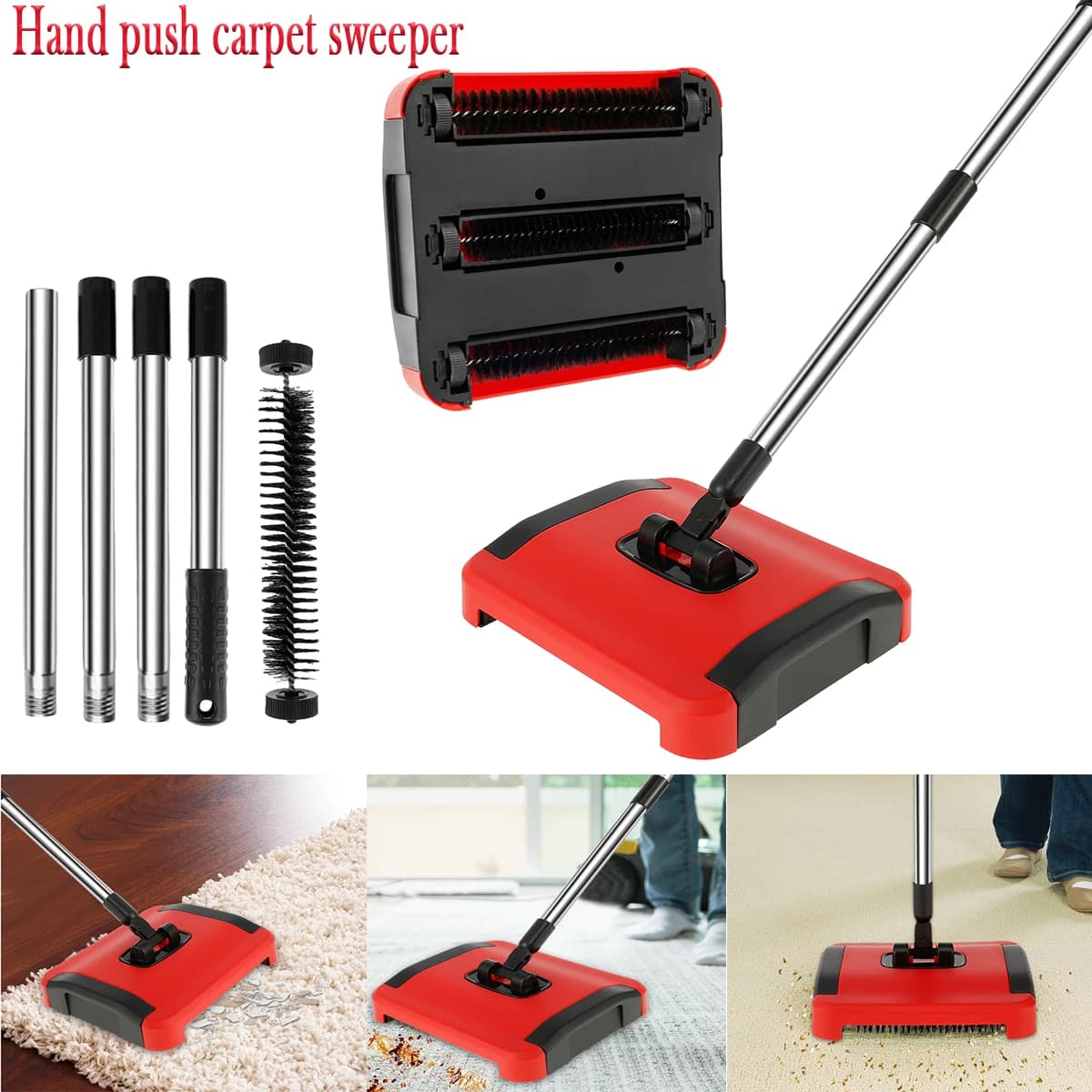 Hand Sweeping Machine Carpet Floor Sweeper Cleaner Hand Push  for Cleaning Pet Hair Loose Debris Lint Cleaning Non-Electric