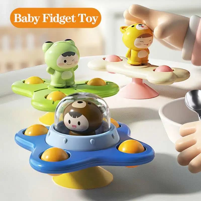 Baby Montessoris Spin Cup Top Bath Toys Spinner Suction Sensory Bathing Sucker Toy Rattles Rotating Early Educational Fidget Toy