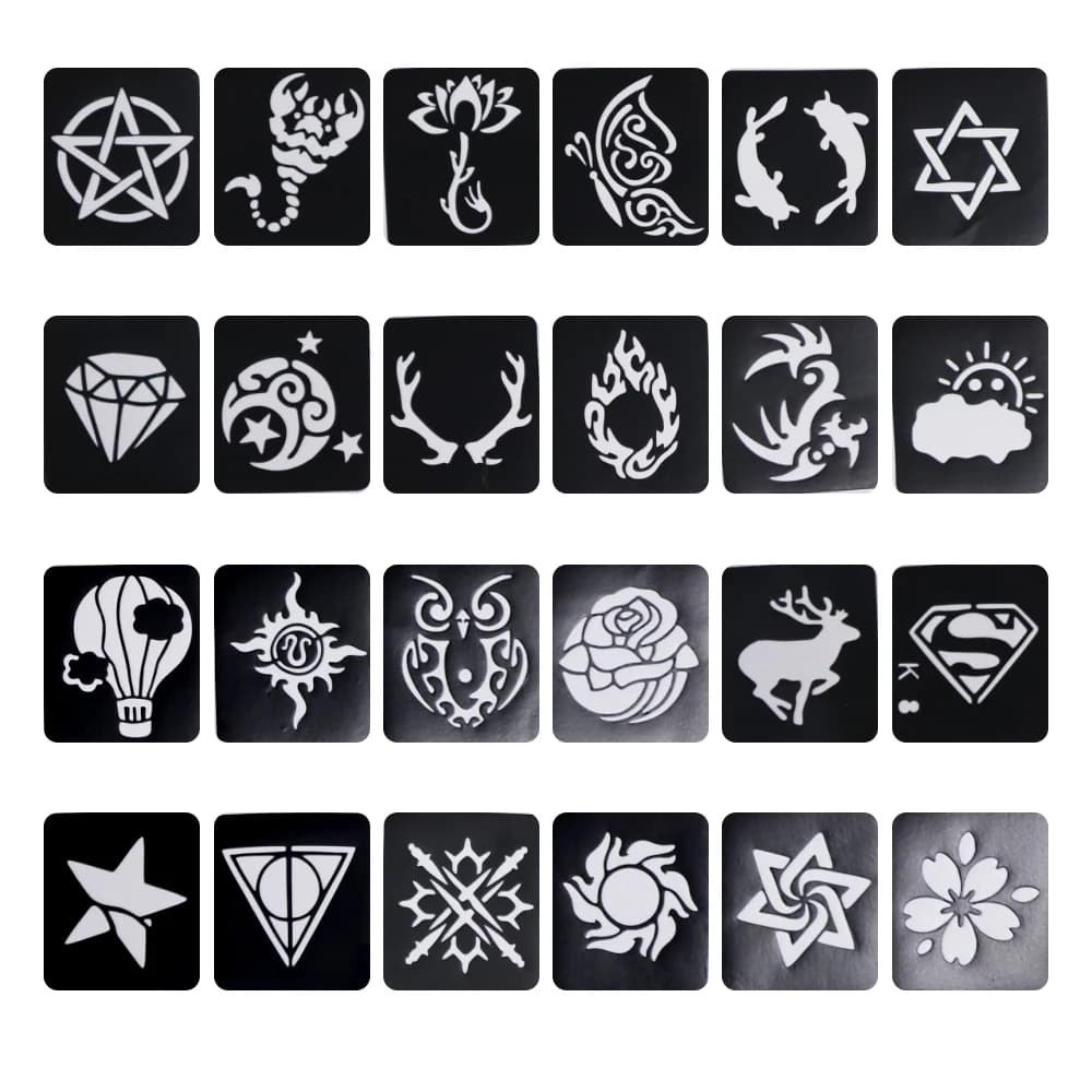 Temporary Tattoos Stencils for Girls and Boys Tattoo Kit Templates Face Paint Stencils Body Art Stencil Stickers Pack