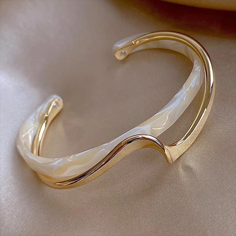 White Acrylic Bracelets Board Bend Metal Bangles Womens Hand Bracelets Geometric C- shaped Opening Bracelets Jewelry Gifts K
