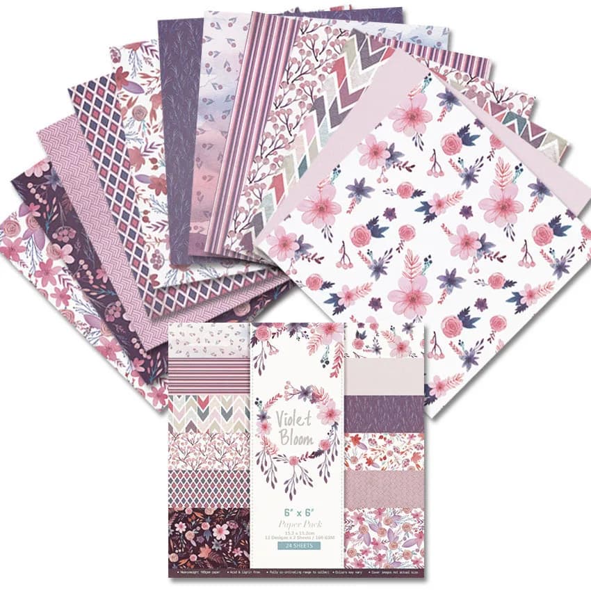 24 /12 Sheets Scrapbook Paper 15x15cm (6x6"),  Journaling Supplies Cardstock Backgrounds Album Card for DIY Art Craft Decorative
