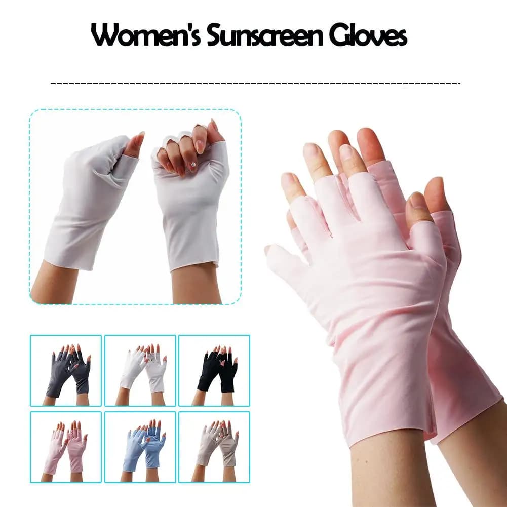 Women Sunscreen Gloves Fingerless Gloves Summer Sunscreen UV Protection Multicolor Gloves Woman Driving Glove Female Touchscreen