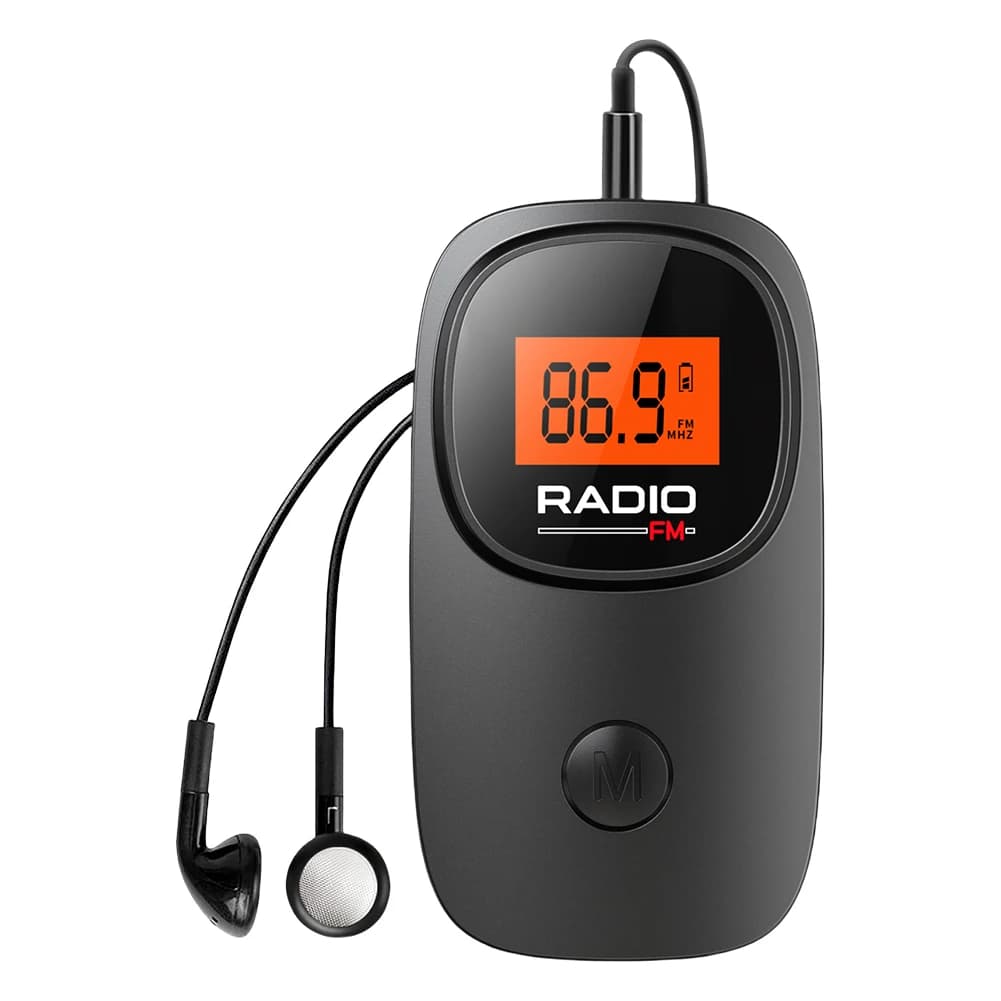 Portable Radio Digital Tuning Pocket Radio with Earphone Battery Operated Radio with Clip for Walking Jogging