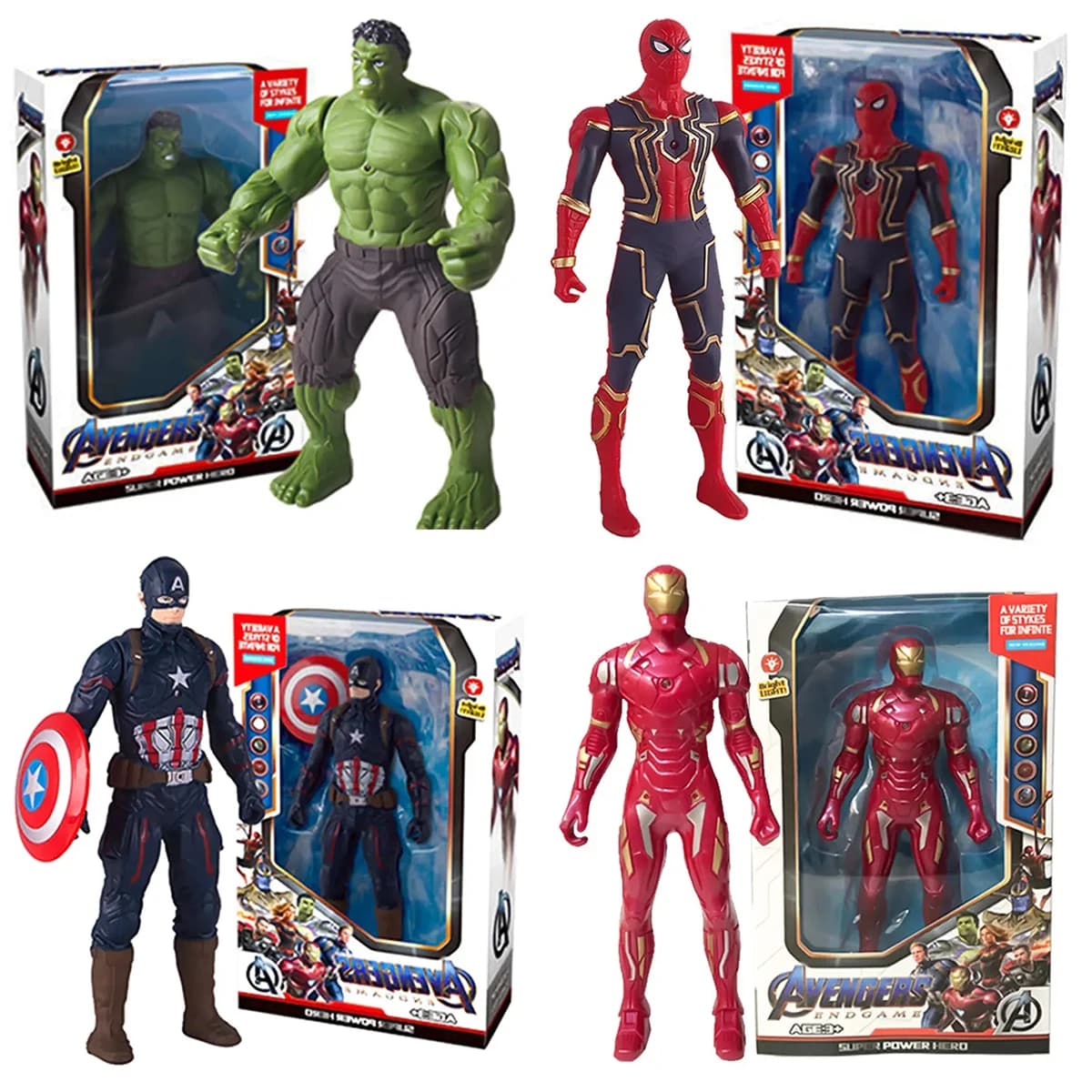 Hot Marvel Animation Toys, Spider Man, Hulk, Iron Man, PVC Activity Splicing, Doll Series Luminous Models, 2024 Large Discount