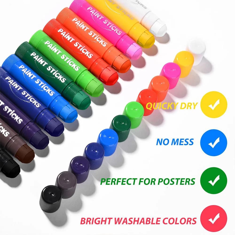 Water Soluble Children's Crayons, Quick Drying and Non Dirty Hands, 12 Color Boxed Art Painting, Graffiti, Hand Drawn Brushes