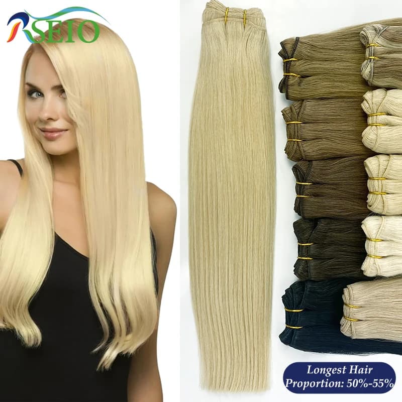High Quality Human Hair Wefts Extensions Hair Weaves Bundles Real Human Natural Hair Straight Black Brown Blonde Very Thick