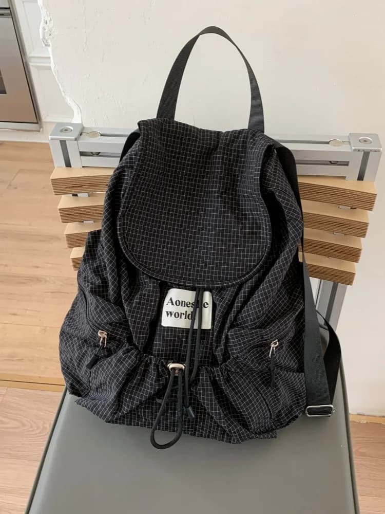 Fashionable Summer Nylon Backpack Women's Stylish Casual Double Shoulder Bag Korean Single Shoulder Bag Commuter Style Bear Lady