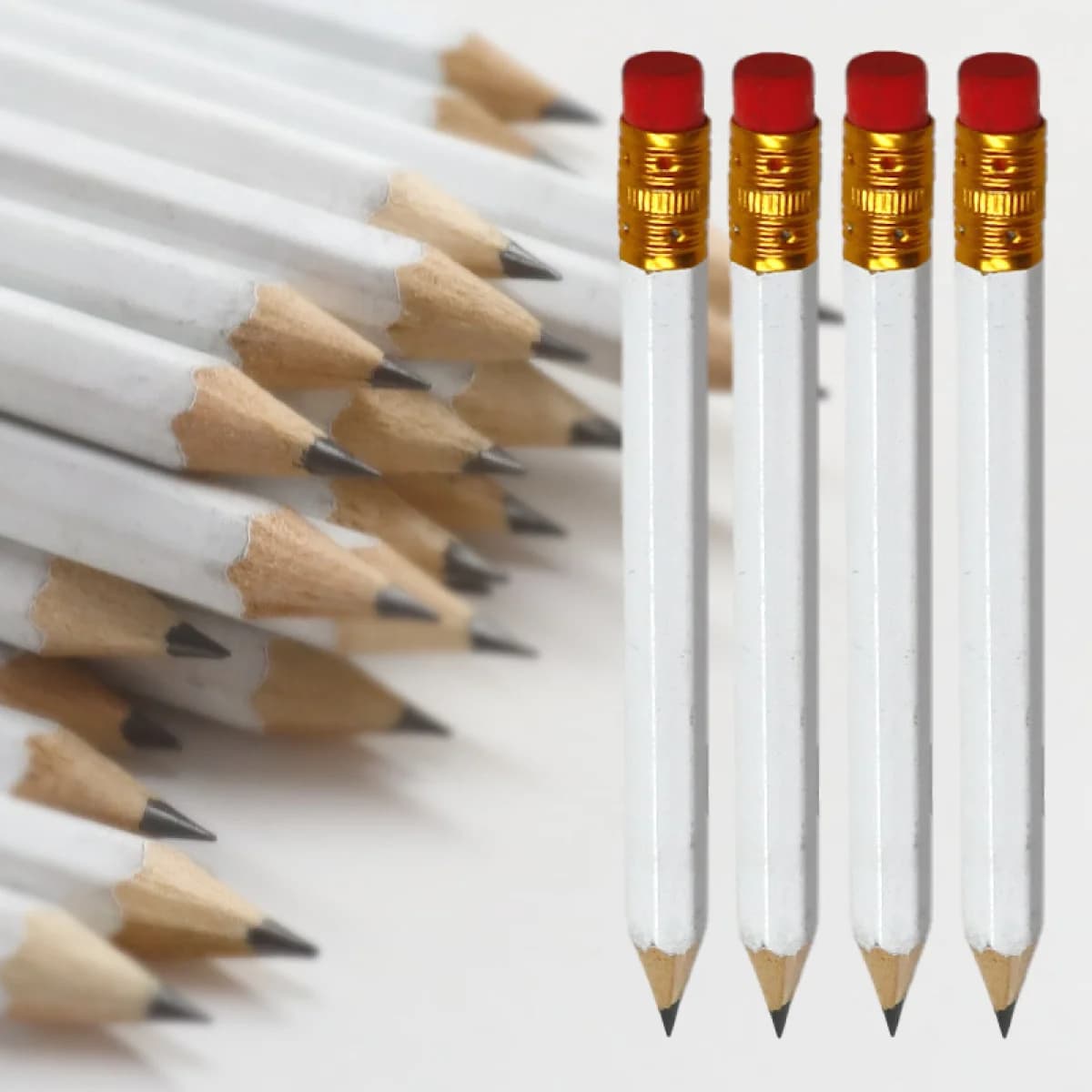 12pcs/24pcs/36pcs/48pcs drawing golf pencils with erasers hb pencils writing white pencils