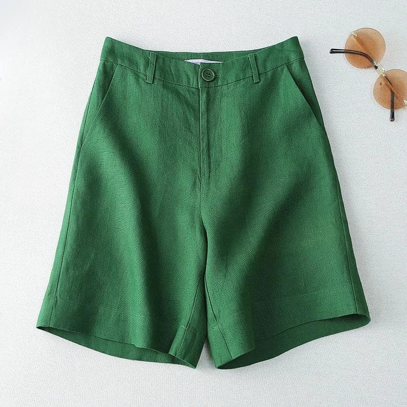 Women's Shorts Linen Half Knee Length Mid Wide Female Short Pants Bermuda Offer Aesthetic Hot Streetwear Korean Style For Summer