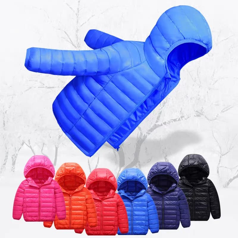Boys Girls Autumn Down Coats Kids Winter Windproof Jackets Children Solid Color Hooded Outerwear Teenager Fashion Warm Clothing