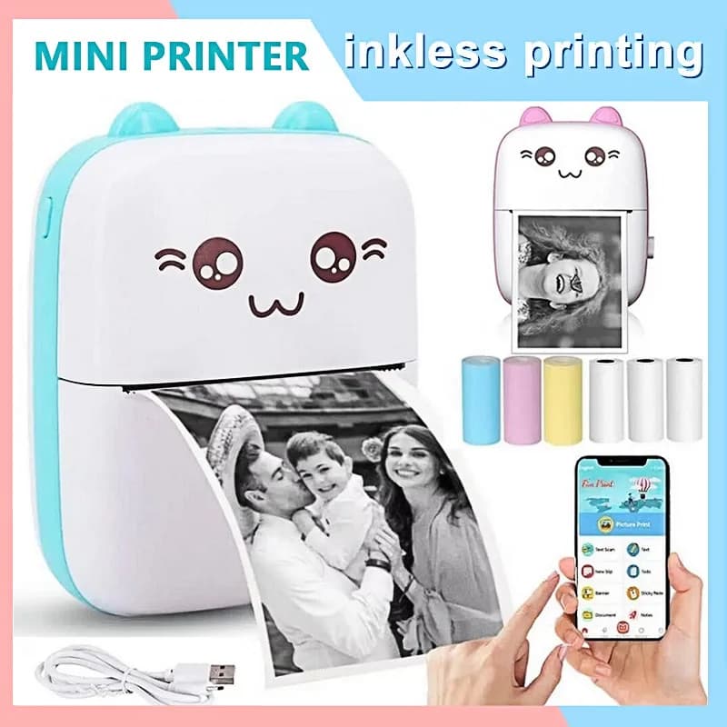 Mini Printer Portable Thermal Printer HD Pocket Photo Printer With IOS & Android Wireless Photo Printing Tags For Gifts/Home