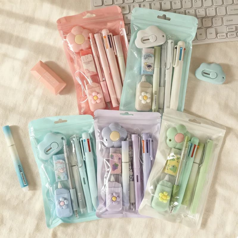 7-Pcs Stationery Set High-Quality Student Graduation Gift Neutral Pen Learning Companion Stationery Pack for Achievers, office