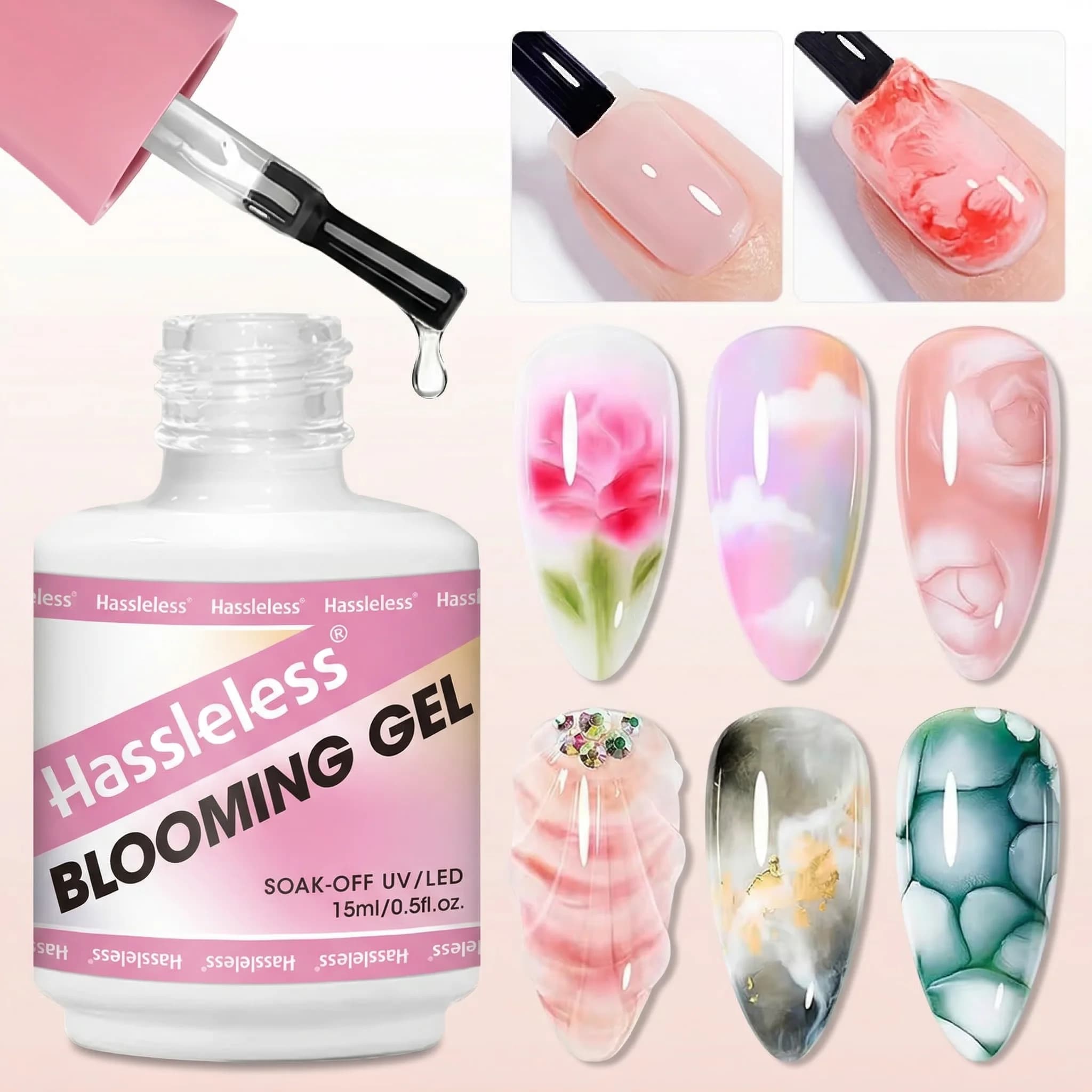 This 15ml nail blooming gel is a functional gel with a blooming effect that enhances the artistry and beauty of nail art. It is