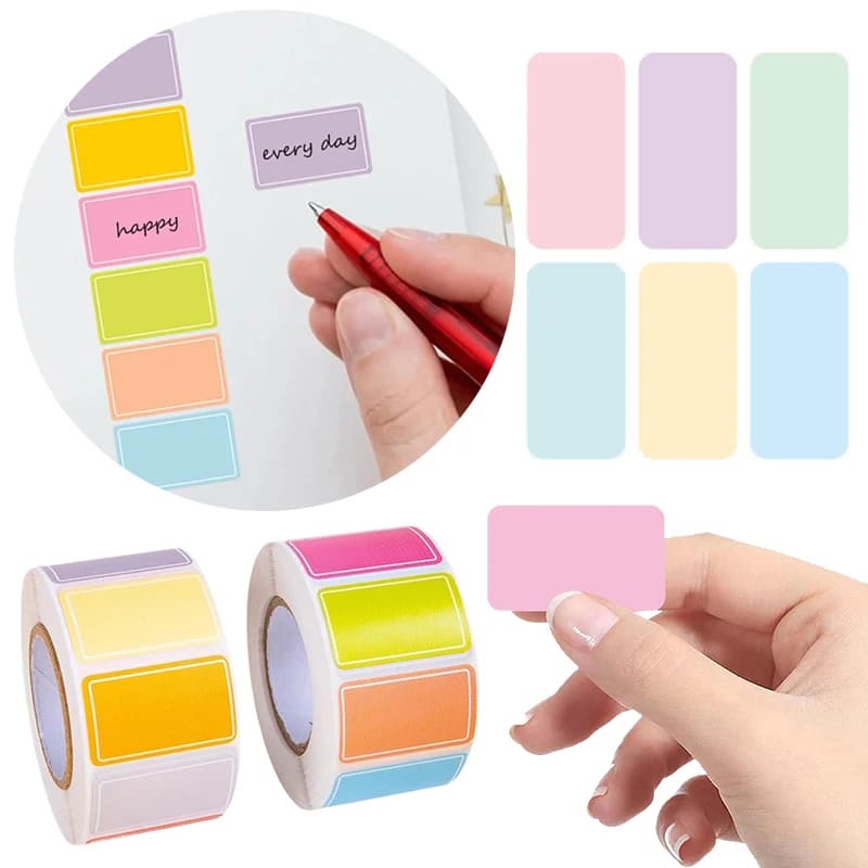 Colored Label Sticker Roll Packaged Art Paper Label Tag for Inventory Classroom Office Marking Useful DIY Sticker Stationery ZYF