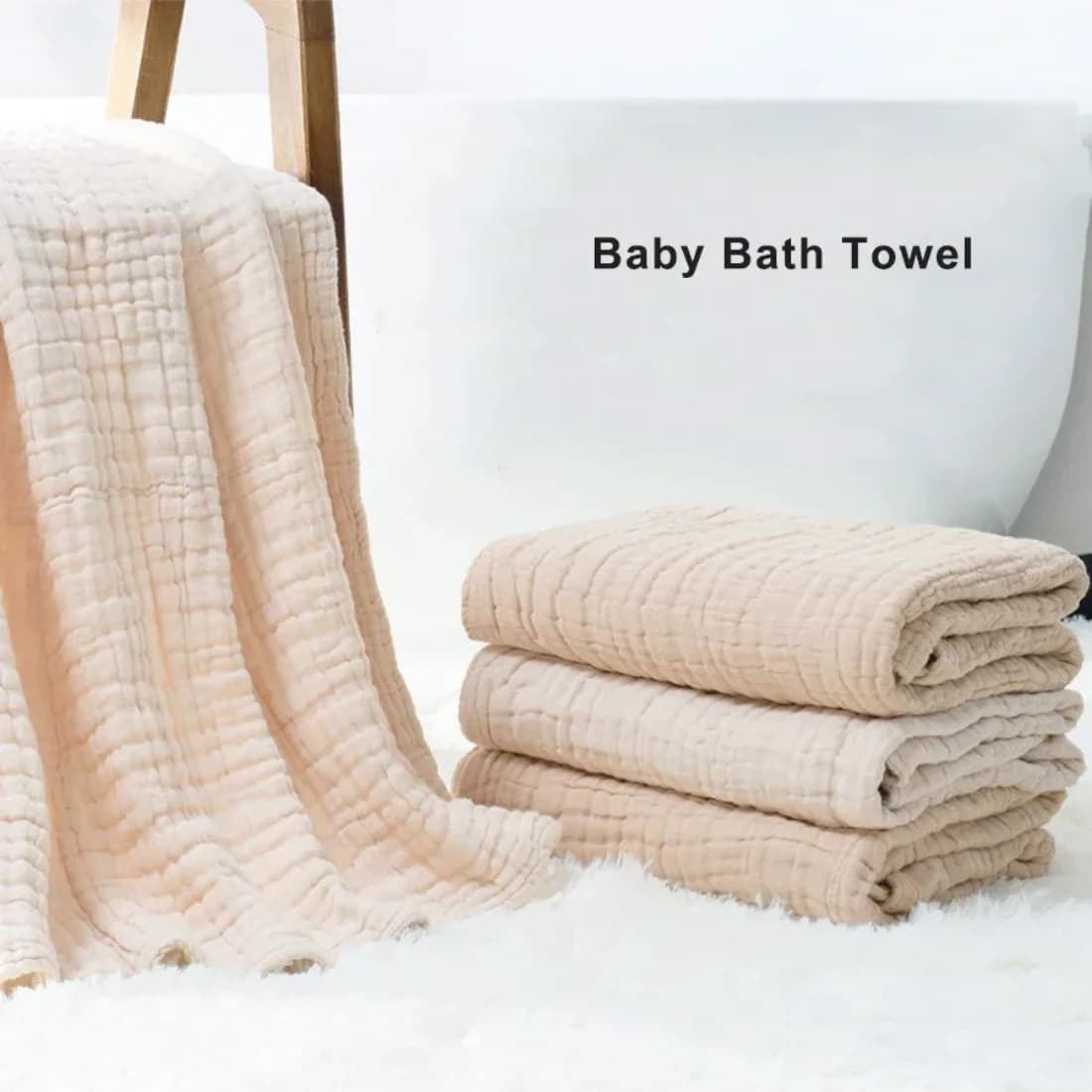 6 Layers Baby Bath Towel Kids Swaddle Wrap Bedding Pure Cotton Bubble Muslin Blanket Infant Gauze Receiving Blanket 105*105cm