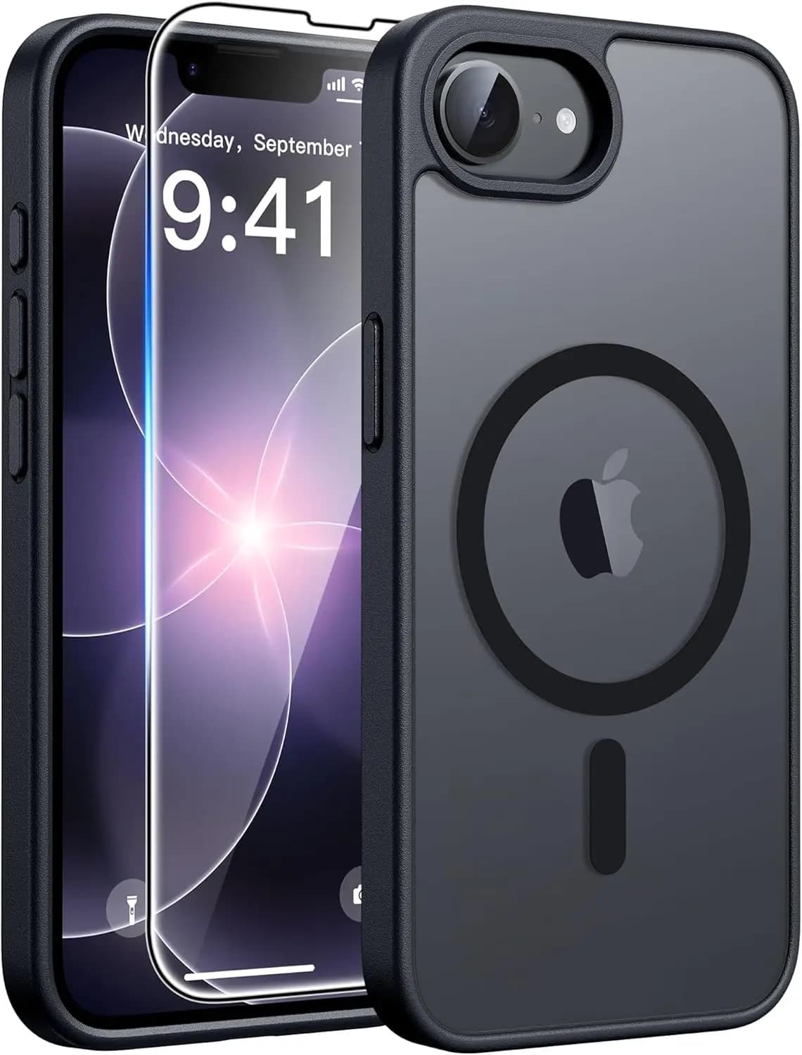 For iPhone 17e/16e Phone Case with Magnetic Translucent Matte Cases with [Screen Protector]  Shockproof Protective Phone Cover -