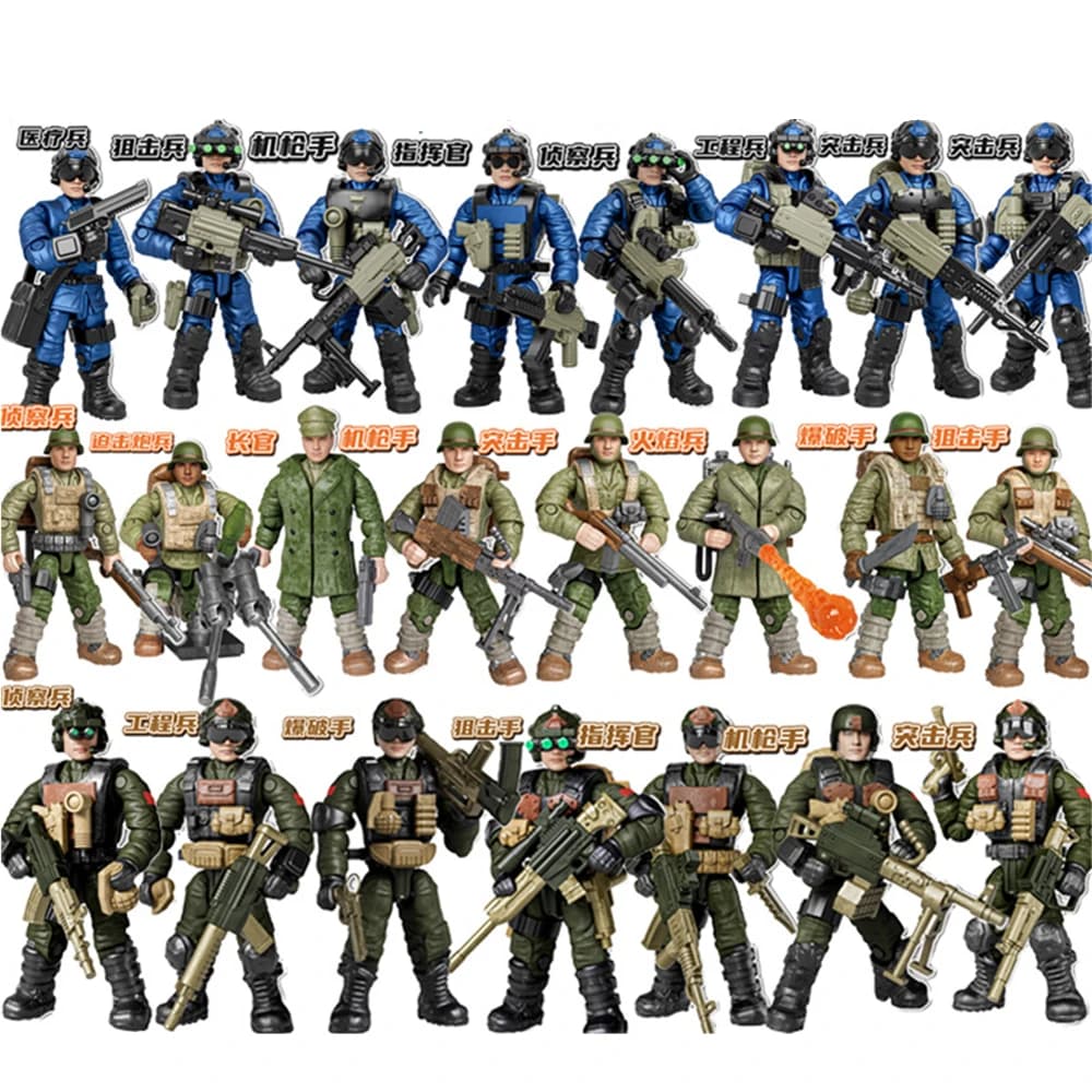 World War Army Military Soldiers Special Forces Model Assemble Building Blocks Bricks Detailed Education Model DIY Birthday Toys