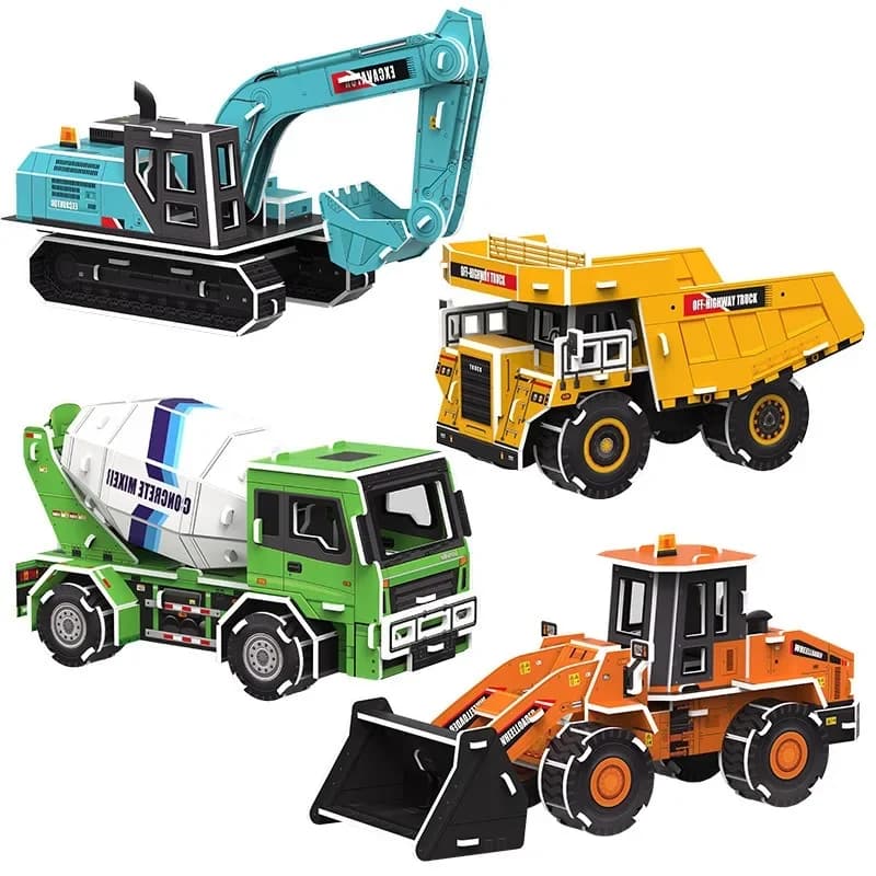 Construction Car 3D Three-dimensional Puzzle Children's Assembly Model Boy Educational Toys 3-5-8 Years Old Handmade DIY Jigsaw