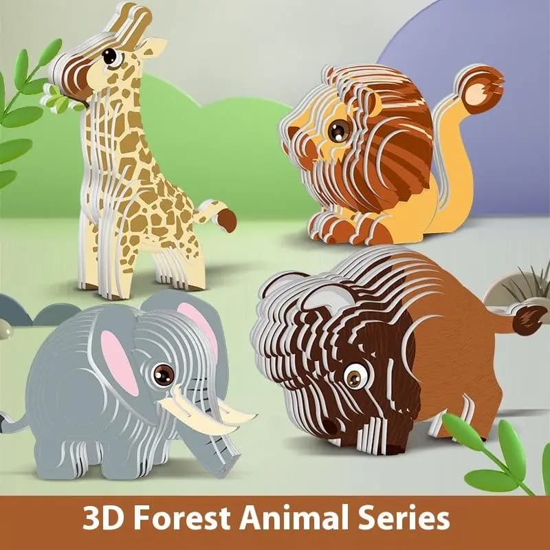 1 Set Kids Educational Montessori Toys Funny DIY Manual Assembly Three-dimensional Model Animal 3D Paper Puzzle Toy
